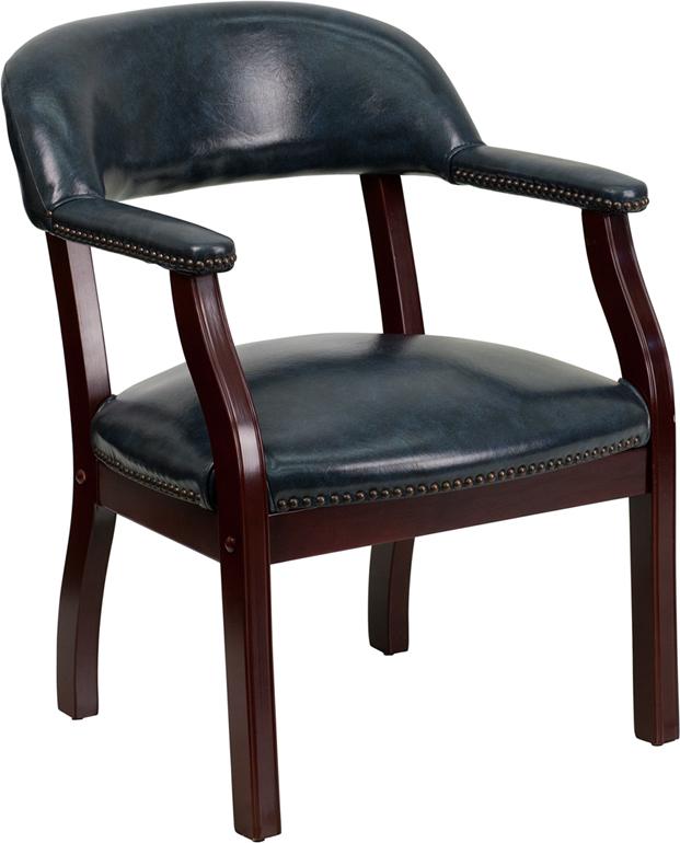 Flash Furniture Navy Vinyl Luxurious Conference Chair with Accent Nail Trim - B-Z105-NAVY-GG