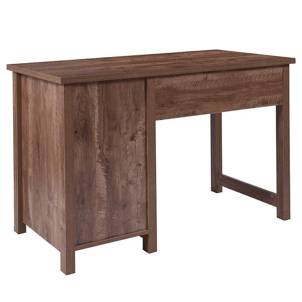 Flash Furniture New Lancaster Collection Crosscut Oak Wood Grain Finish Computer Desk with Metal Drawers - NAN-JN-21736T-GG