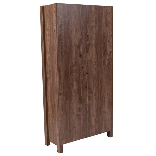 Flash Furniture New Lancaster Collection Crosscut Oak Wood Grain Finish Storage Shelf with Metal Cabinet Doors - NAN-JN-21736BF-GG