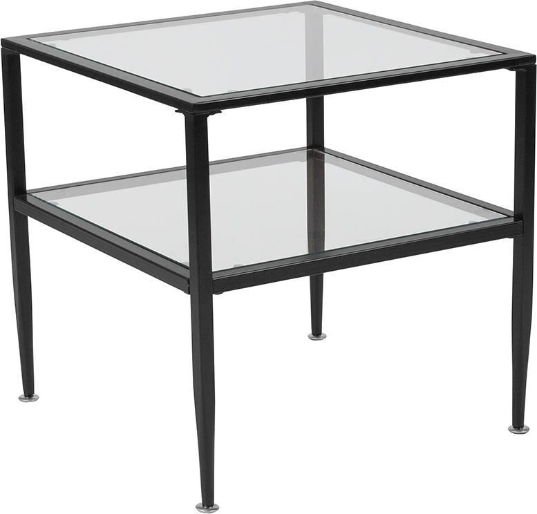 Flash Furniture Newport Collection Glass End Table with Black Metal Frame - HG-160913-GG
