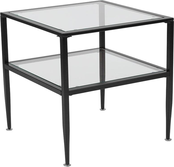 Flash Furniture Newport Collection Glass End Table with Black Metal Frame - HG-160913-GG