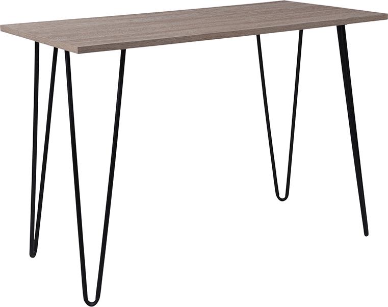 Flash Furniture Oak Park Collection Driftwood Wood Grain Finish Console Table with Black Metal Legs - NAN-JH-1702-GG