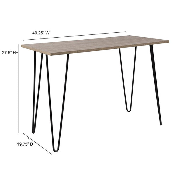 Flash Furniture Oak Park Collection Driftwood Wood Grain Finish Console Table with Black Metal Legs - NAN-JH-1702-GG