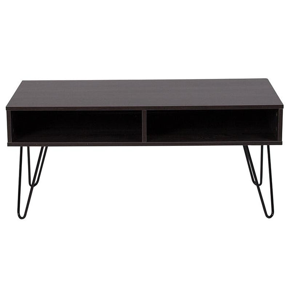 Flash Furniture Oak Park Collection Driftwood Wood Grain Finish TV Stand with Black Metal Legs - NAN-TS096-GG