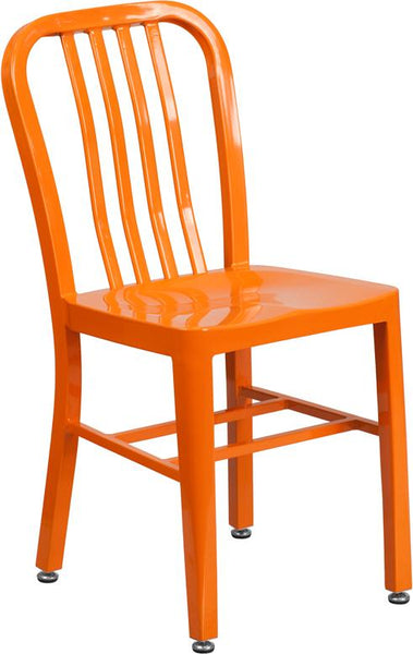 Flash Furniture Orange Metal Indoor-Outdoor Chair - CH-61200-18-OR-GG