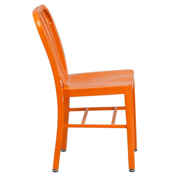 Flash Furniture Orange Metal Indoor-Outdoor Chair - CH-61200-18-OR-GG