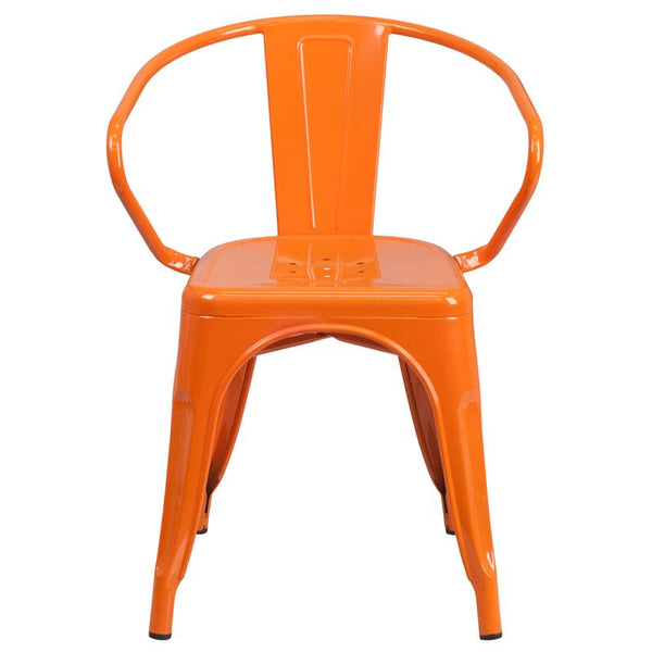 Flash Furniture Orange Metal Indoor-Outdoor Chair with Arms - CH-31270-OR-GG