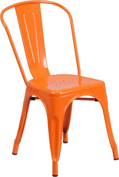 Flash Furniture Orange Metal Indoor-Outdoor Stackable Chair - CH-31230-OR-GG