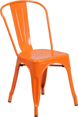 Flash Furniture Orange Metal Indoor-Outdoor Stackable Chair - CH-31230-OR-GG