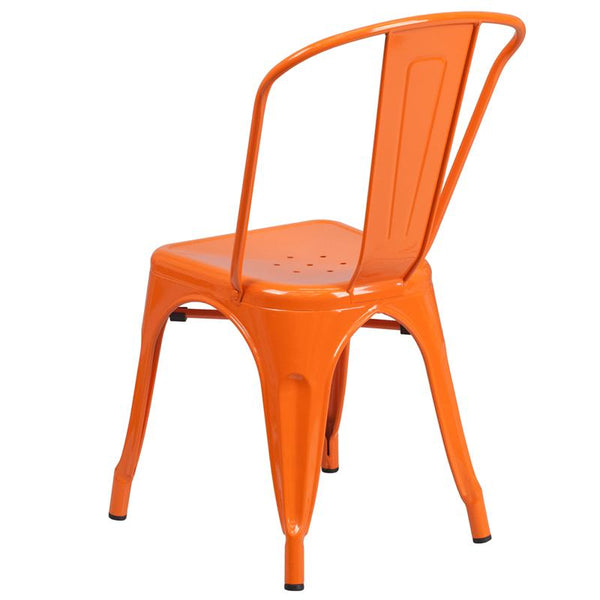Flash Furniture Orange Metal Indoor-Outdoor Stackable Chair - CH-31230-OR-GG