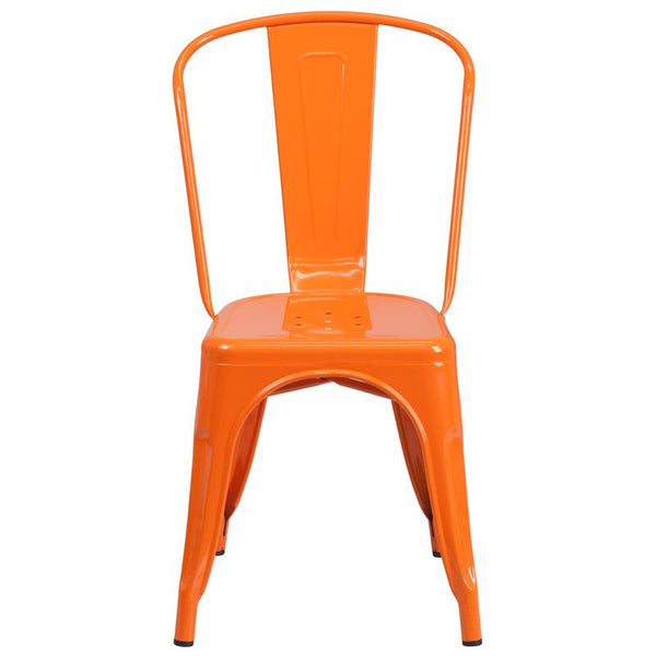 Flash Furniture Orange Metal Indoor-Outdoor Stackable Chair - CH-31230-OR-GG