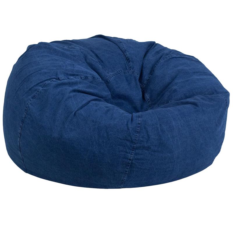 Flash Furniture Oversized Denim Kids Bean Bag Chair - DG-BEAN-LARGE-DENIM-GG