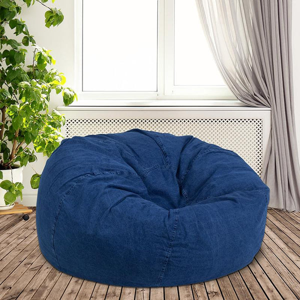 Flash Furniture Oversized Denim Kids Bean Bag Chair - DG-BEAN-LARGE-DENIM-GG