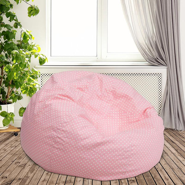 Flash Furniture Oversized Light Pink Dot Bean Bag Chair - DG-BEAN-LARGE-DOT-PK-GG