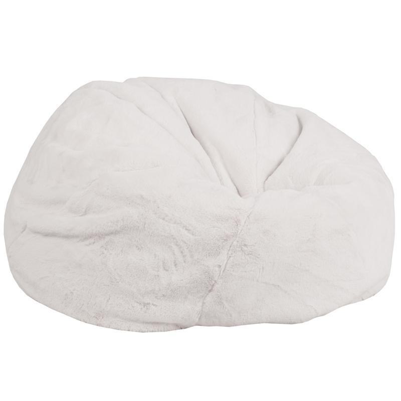 Flash Furniture Oversized White Furry Kids Bean Bag Chair - DG-BEAN-LARGE-FUR-WH-GG