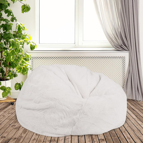 Flash Furniture Oversized White Furry Kids Bean Bag Chair - DG-BEAN-LARGE-FUR-WH-GG