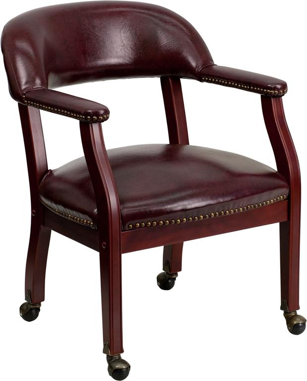 Flash Furniture Oxblood Vinyl Luxurious Conference Chair with Accent Nail Trim and Casters - B-Z100-OXBLOOD-GG
