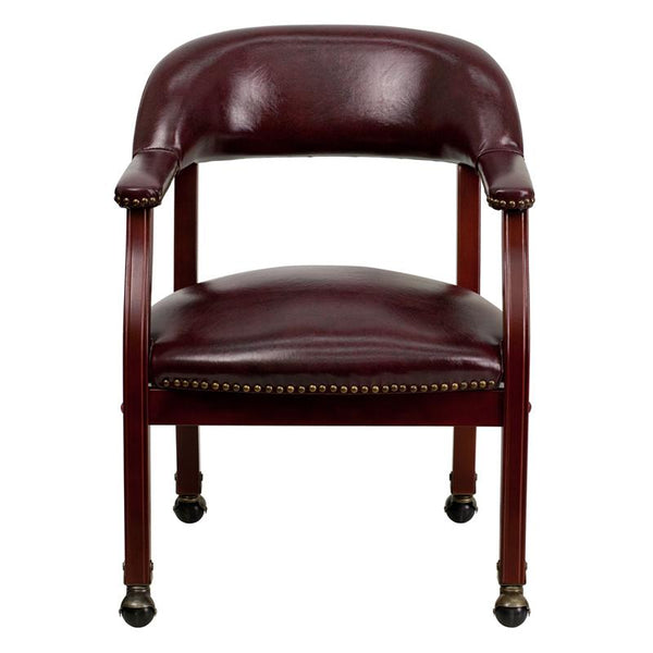 Flash Furniture Oxblood Vinyl Luxurious Conference Chair with Accent Nail Trim and Casters - B-Z100-OXBLOOD-GG