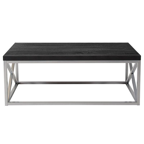 Flash Furniture Park Ridge Black Coffee Table with Silver Finish Frame - NAN-CT1796-BK-GG