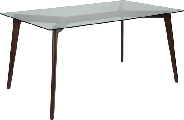Flash Furniture Parkside 35.25" x 59" Rectangular Solid Espresso Wood Table with Clear Glass Top - SK-TC-5049-E-GG