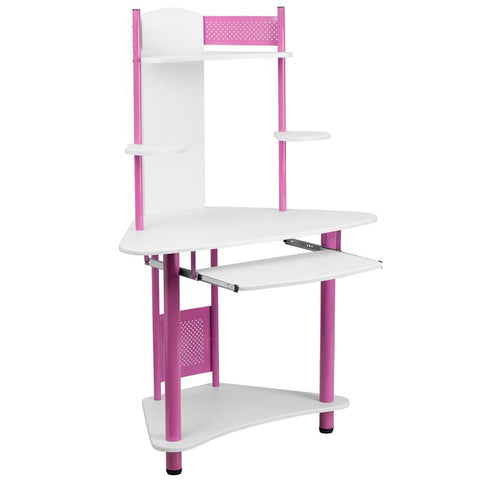 Flash Furniture Pink Corner Computer Desk with Hutch - NAN-JN-2705-PK-GG