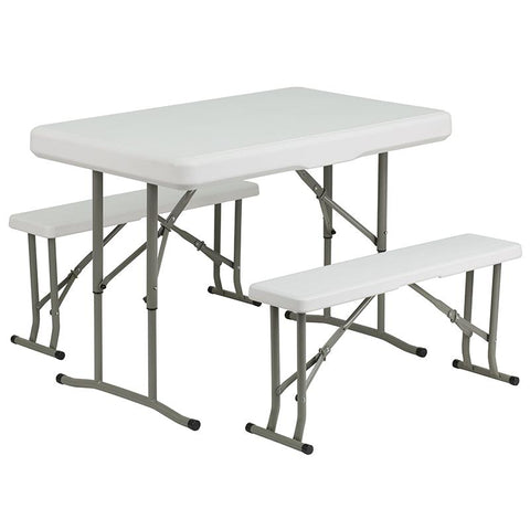 Flash Furniture Plastic Folding Table and Bench Set - DAD-YCZ-103-GG