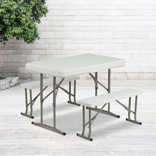 Flash Furniture Plastic Folding Table and Bench Set - DAD-YCZ-103-GG