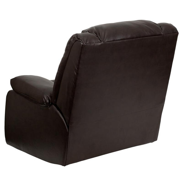 Flash Furniture Plush Brown Leather Lever Rocker Recliner with Padded Arms - MEN-DSC01078-BRN-GG