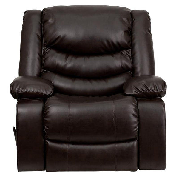 Flash Furniture Plush Brown Leather Lever Rocker Recliner with Padded Arms - MEN-DSC01078-BRN-GG