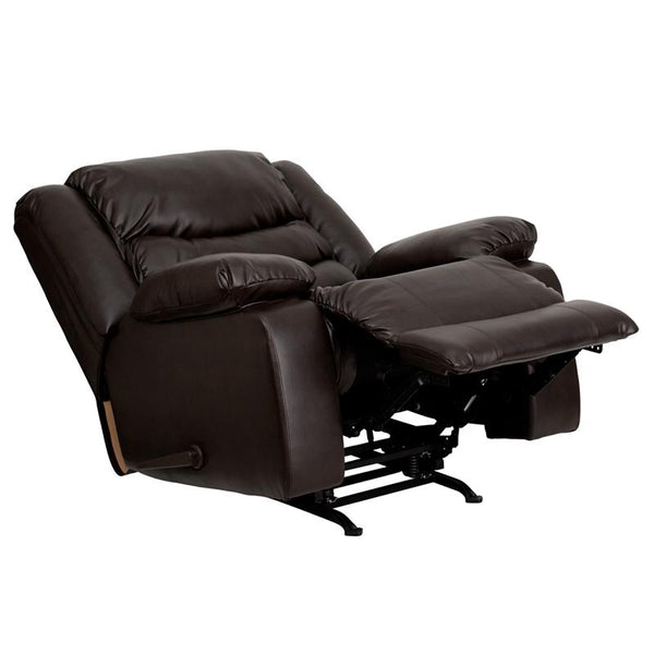 Flash Furniture Plush Brown Leather Lever Rocker Recliner with Padded Arms - MEN-DSC01078-BRN-GG