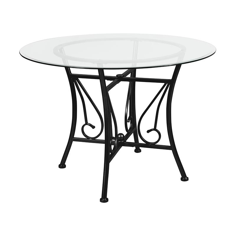 Flash Furniture Princeton 42'' Round Glass Dining Table with Black Metal Frame - XU-TBG-18-GG