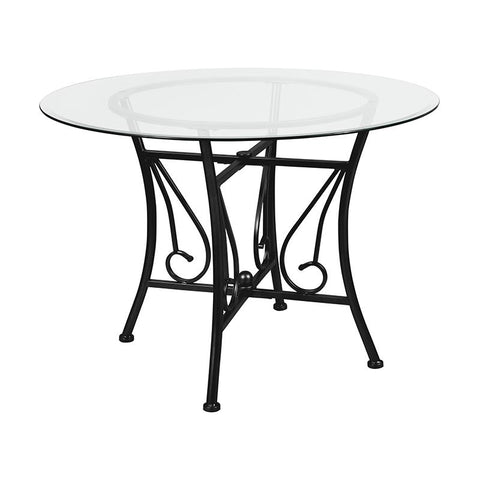 Flash Furniture Princeton 42'' Round Glass Dining Table with Black Metal Frame - XU-TBG-18-GG