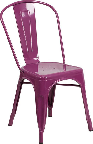 Flash Furniture Purple Metal Indoor-Outdoor Stackable Chair - ET-3534-PUR-GG