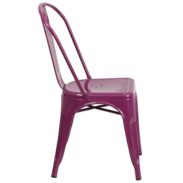 Flash Furniture Purple Metal Indoor-Outdoor Stackable Chair - ET-3534-PUR-GG