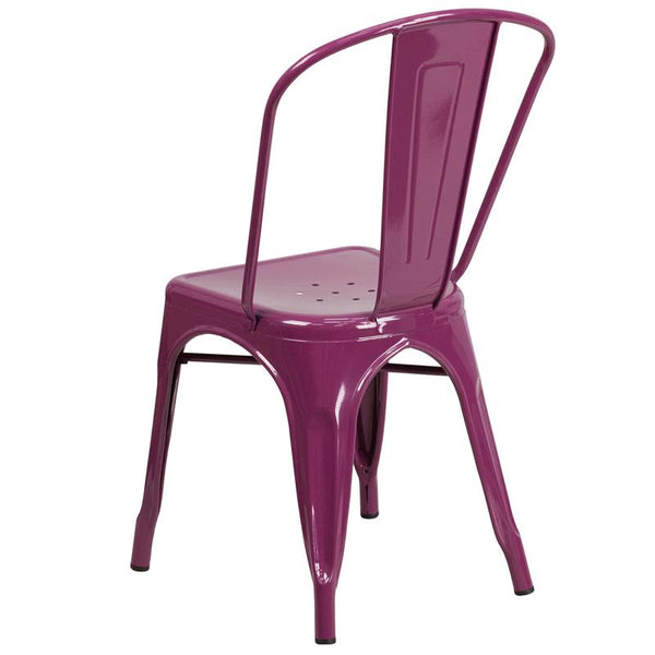 Flash Furniture Purple Metal Indoor-Outdoor Stackable Chair - ET-3534-PUR-GG