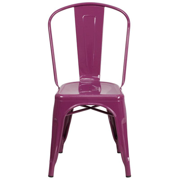 Flash Furniture Purple Metal Indoor-Outdoor Stackable Chair - ET-3534-PUR-GG