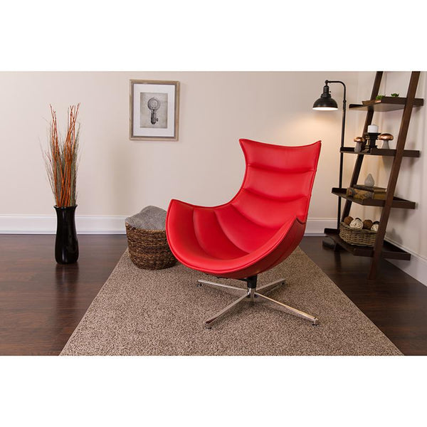 Flash Furniture Red Leather Swivel Cocoon Chair - ZB-34-GG