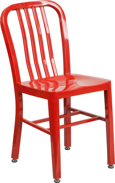 Flash Furniture Red Metal Indoor-Outdoor Chair - CH-61200-18-RED-GG