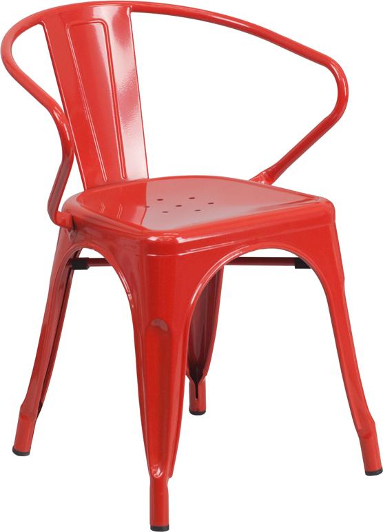 Flash Furniture Red Metal Indoor-Outdoor Chair with Arms - CH-31270-RED-GG