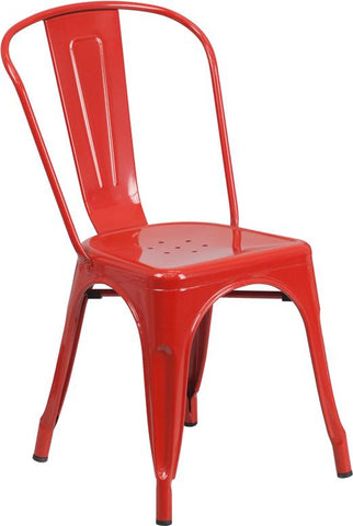 Flash Furniture Red Metal Indoor-Outdoor Stackable Chair - CH-31230-RED-GG