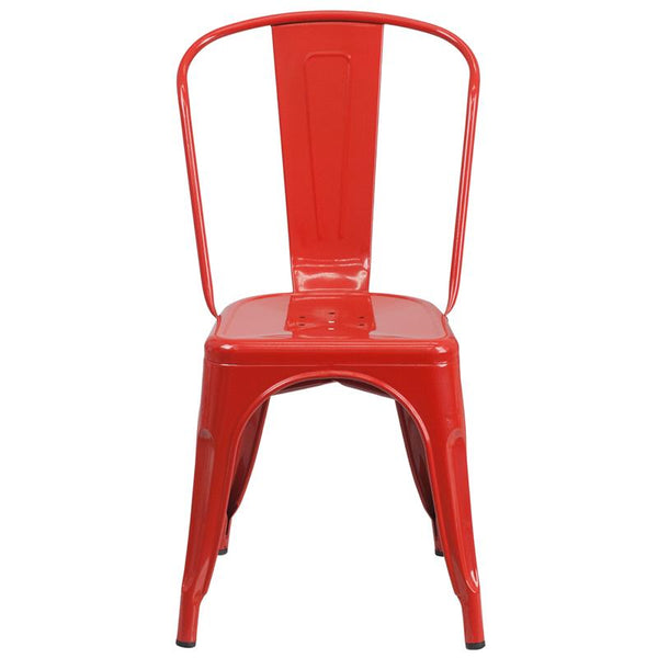Flash Furniture Red Metal Indoor-Outdoor Stackable Chair - CH-31230-RED-GG