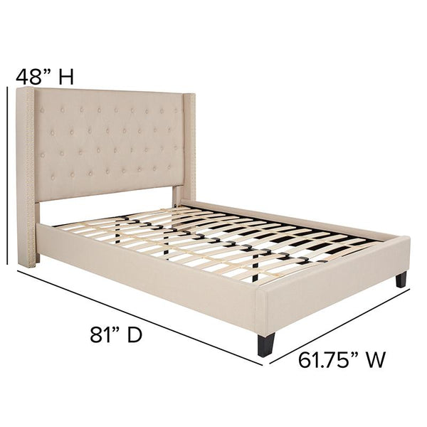 Flash Furniture Riverdale Full Size Tufted Upholstered Platform Bed in Beige Fabric - HG-34-GG