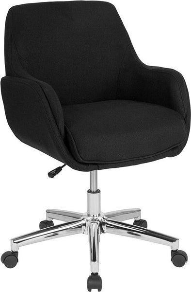 Flash Furniture Rochelle Home and Office Upholstered Mid-Back Chair in Black Fabric - BT-1172-BLK-F-GG