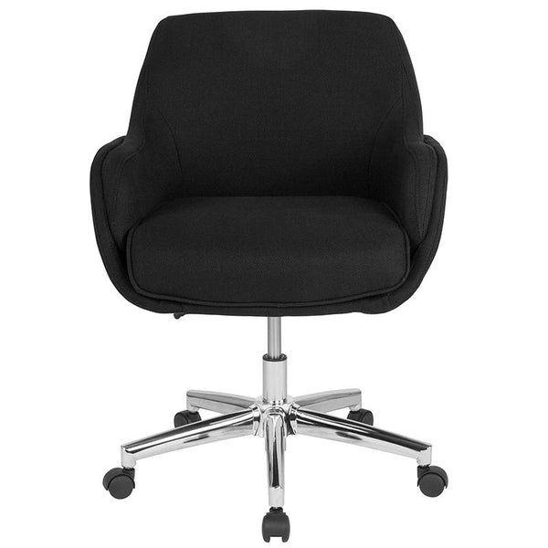 Flash Furniture Rochelle Home and Office Upholstered Mid-Back Chair in Black Fabric - BT-1172-BLK-F-GG