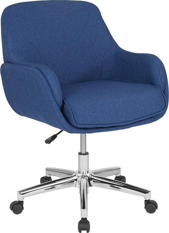 Flash Furniture Rochelle Home and Office Upholstered Mid-Back Chair in Blue Fabric - BT-1172-BLU-F-GG