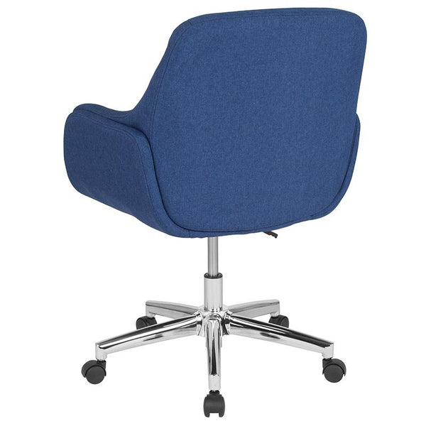 Flash Furniture Rochelle Home and Office Upholstered Mid-Back Chair in Blue Fabric - BT-1172-BLU-F-GG