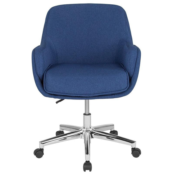 Flash Furniture Rochelle Home and Office Upholstered Mid-Back Chair in Blue Fabric - BT-1172-BLU-F-GG