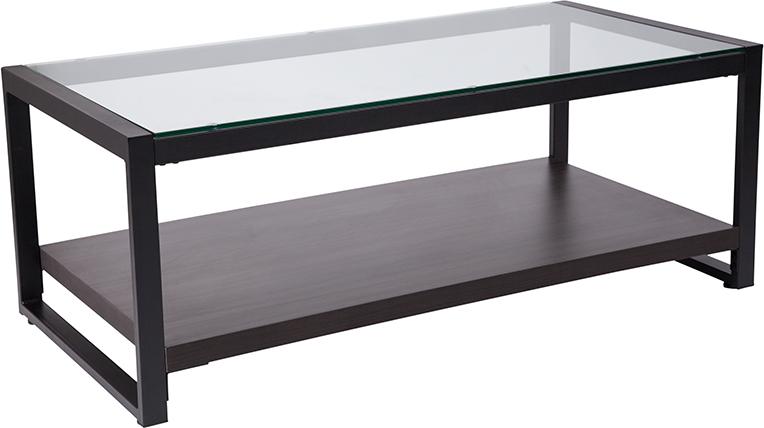 Flash Furniture Rosedale Glass Coffee Table with Black Metal Frame - NAN-JH-1735-GG