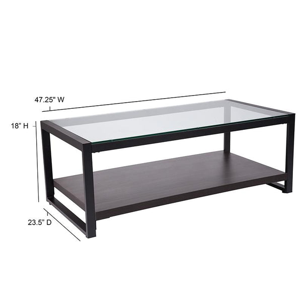 Flash Furniture Rosedale Glass Coffee Table with Black Metal Frame - NAN-JH-1735-GG