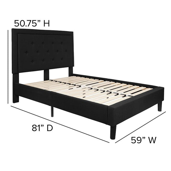 Flash Furniture Roxbury Full Size Tufted Upholstered Platform Bed in Black Fabric - SL-BK5-F-BK-GG
